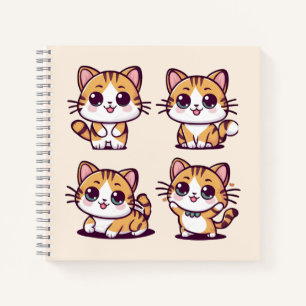 Niedliche Kawaii-Katzen, die Notizbuch