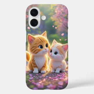 Niedliche Kawaii-Katzen in Tscherry Blossom iPhone 16 Hülle