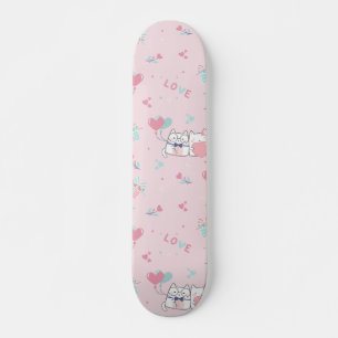 Niedliche Kawaii Katzen mit Herz Skateboard