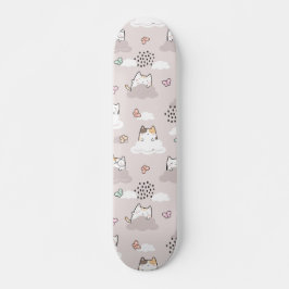 Niedliche Kawaii Katzen mit Wolken und Schmetterli Skateboard
