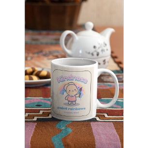 Niedliche Kawaii Kindness Paints Rainbows Tasse