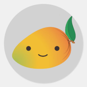 Niedliche Kawaii lächelnde Mango Runder Aufkleber