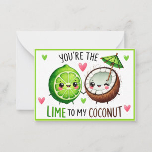Niedliche Kawaii Limes und Coconut Mitteilungskarte