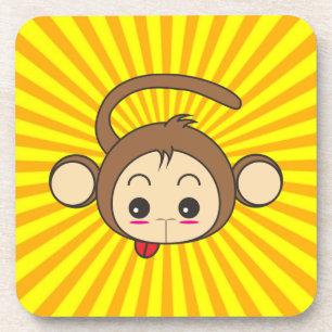 Niedliche Kawaii-Monkey-Illustration Getränkeuntersetzer