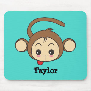 Niedliche Kawaii Monkey Illustration Personalisier Mousepad