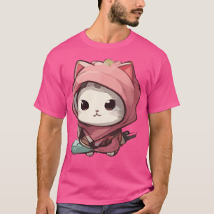 Niedliche Kawaii Ninja Katze mit japanischem Stil T-Shirt