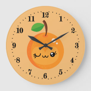 niedliche Kawaii Orange Küche Große Uhr