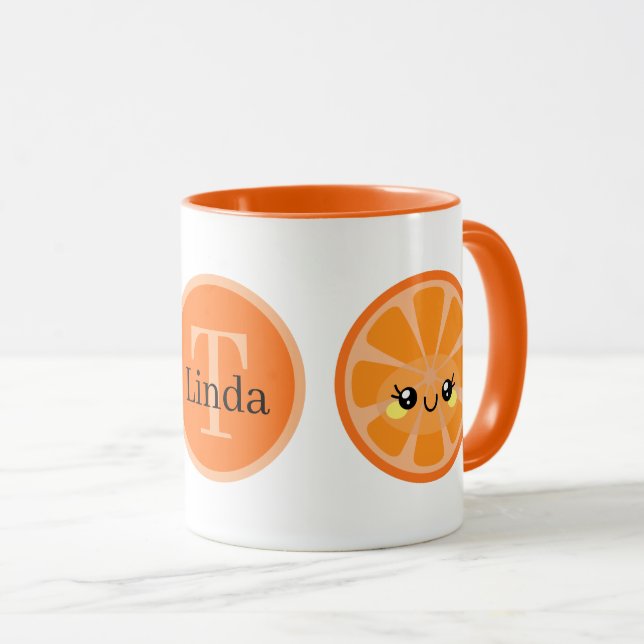 niedliche Kawaii-Orangenfrucht Tasse (VorderseiteRechts)