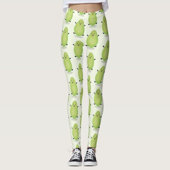 Niedliche Kawaii Papaya Pw Pfow Cartoon-Abbildung Leggings (Vorderseite)