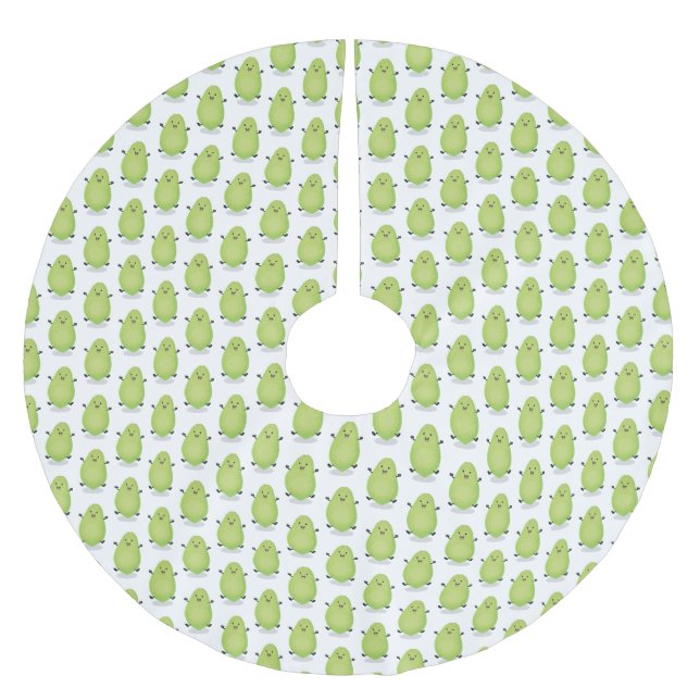 Niedliche Kawaii Papaya Pw Pfow Cartoon-Abbildung Polyester Weihnachtsbaumdecke (Vorderseite)