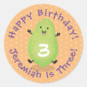 Niedliche Kawaii Papaya Pw Pfow Cartoon-Abbildung Runder Aufkleber