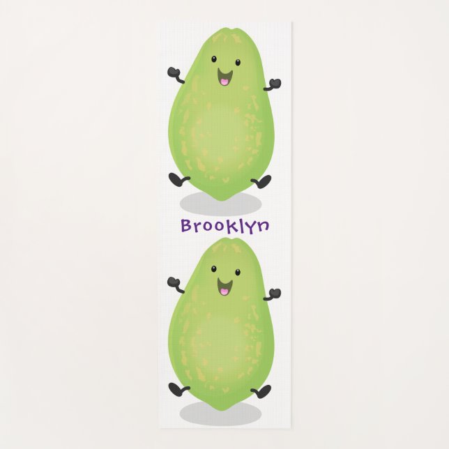 Niedliche Kawaii Papaya Pw Pfow Cartoon-Abbildung Yogamatte (Vorderseite)