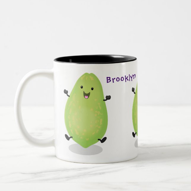 Niedliche Kawaii Papaya Pw Pfow Cartoon-Abbildung Zweifarbige Tasse (Links)