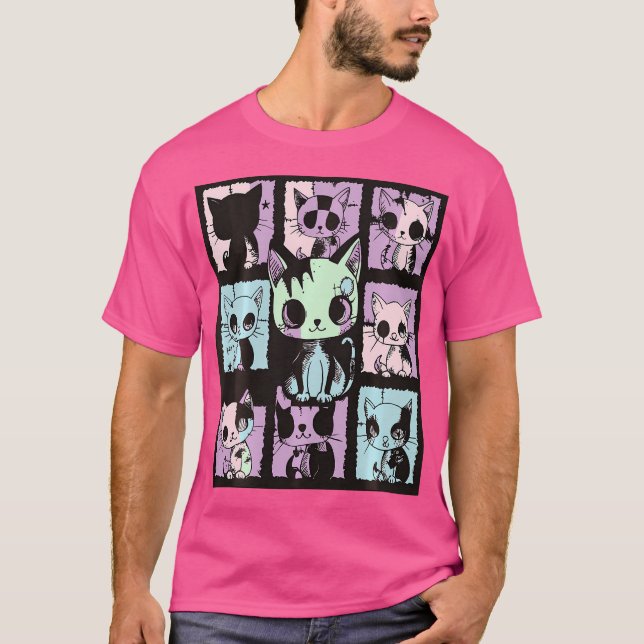 Niedliche Kawaii Pastel Goth Patchwork Gothic Grap T-Shirt (Vorderseite)