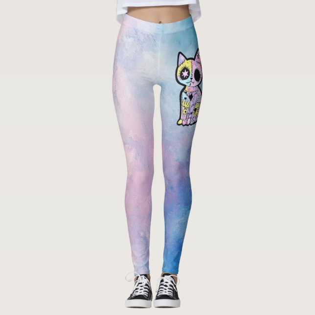 Niedliche Kawaii Pastel Goth Patchwork Gotische Cr Leggings (Vorderseite)