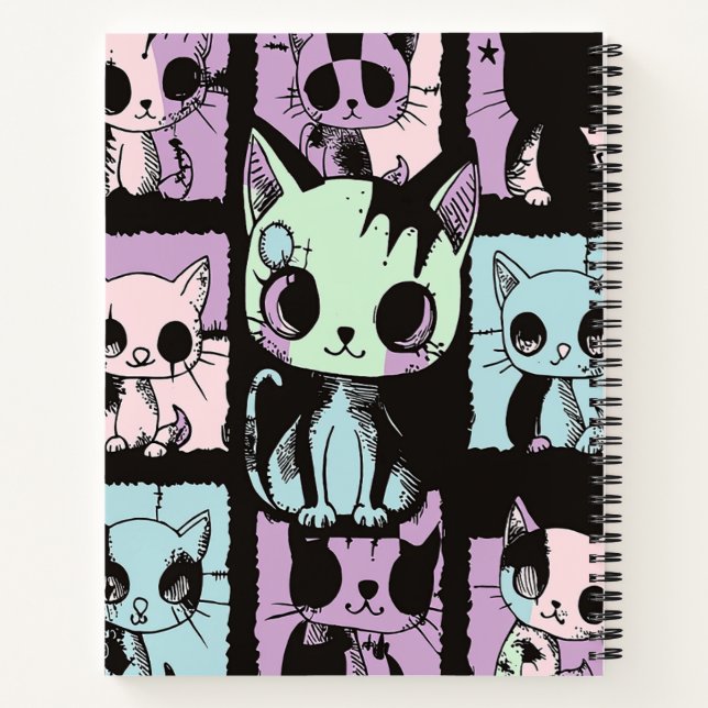 Niedliche Kawaii Pastel Goth Patchwork Gotische Cr Notizbuch (Rückseite)