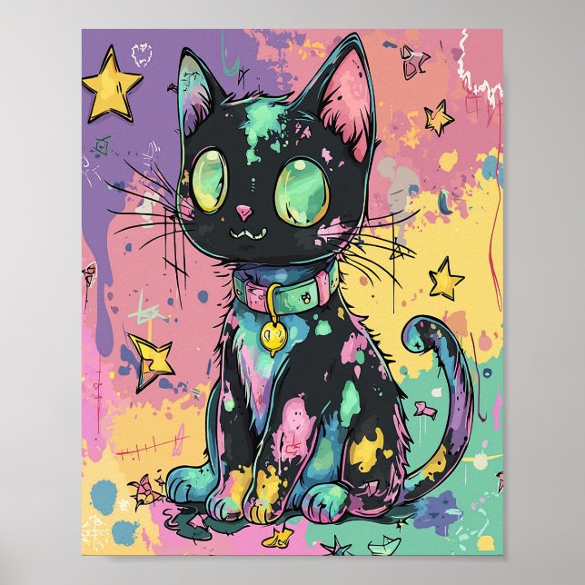 Niedliche Kawaii Pastel Goth Patchwork Gotische Cr Poster (Vorne)