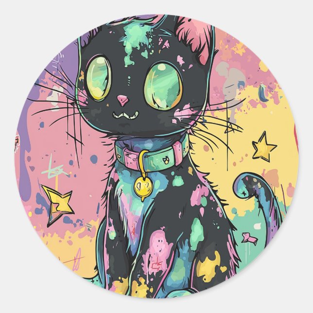 Niedliche Kawaii Pastel Goth Patchwork Gotische Cr Runder Aufkleber (Vorderseite)