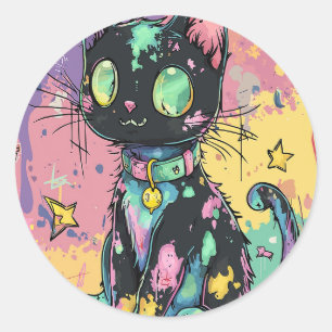 Niedliche Kawaii Pastel Goth Patchwork Gotische Cr Runder Aufkleber