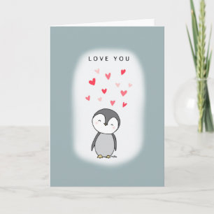 Niedliche Kawaii Penguin Liebe Sie Valentinstag Ju Karte