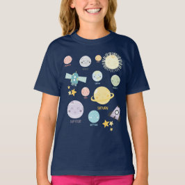 Niedliche Kawaii Planeten-Solarsystems-Astronomie T-Shirt