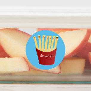 Niedliche Kawaii Pommes Fastfood Cartoon Illustrat Etiketten