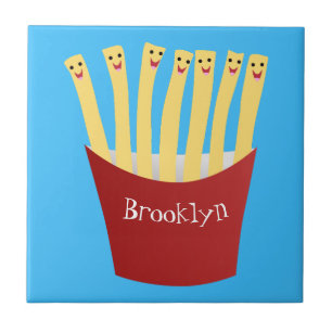 Niedliche Kawaii Pommes Fastfood Cartoon Illustrat Fliese