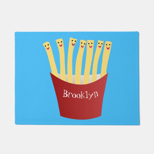 Niedliche Kawaii Pommes Fastfood Cartoon Illustrat Fußmatte (Vorderseite)