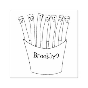 Niedliche Kawaii Pommes Fastfood Cartoon Illustrat Gummistempel