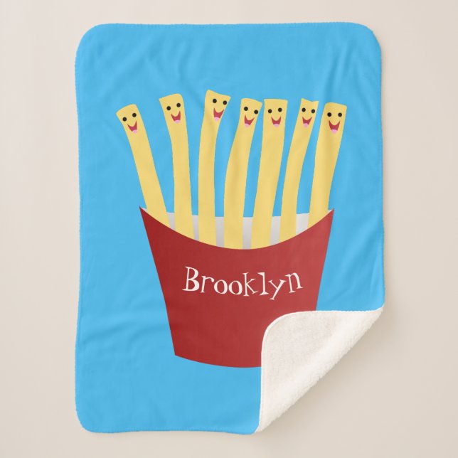 Niedliche Kawaii Pommes Fastfood Cartoon Illustrat Sherpadecke (Vorderseite)