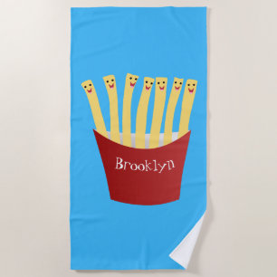 Niedliche Kawaii Pommes Fastfood Cartoon Illustrat Strandtuch