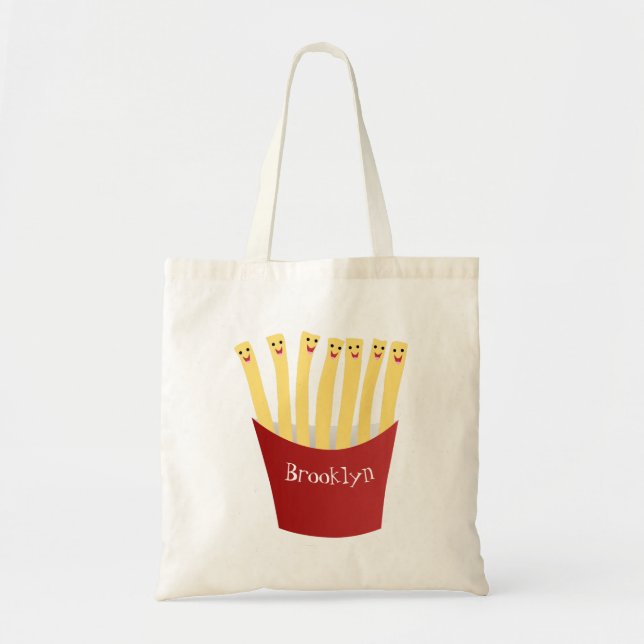 Niedliche Kawaii Pommes Fastfood Cartoon Illustrat Tragetasche (Vorne)