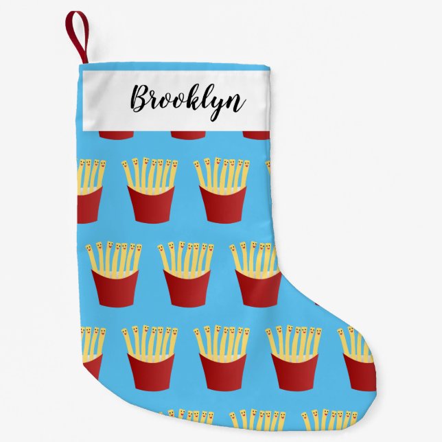 Niedliche Kawaii Pommes Fastfood Cartoon Kleiner Weihnachtsstrumpf (Vorderseite)