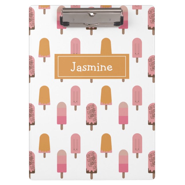 Niedliche Kawaii Popsicle Iced Pops Lolly Summer L Klemmbrett (Vorderseite)