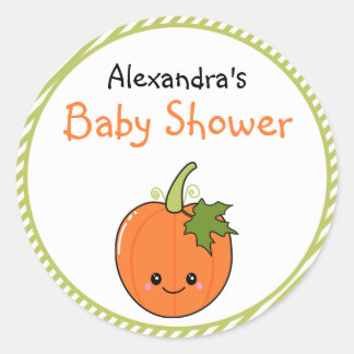 Niedliche Kawaii Pumpkin Baby Dusche Runder Aufkleber