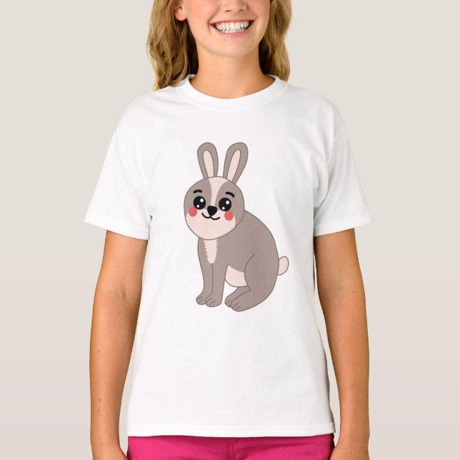 Niedliche Kawaii-Rabbit-Illustration T-Shirt (Vorderseite)