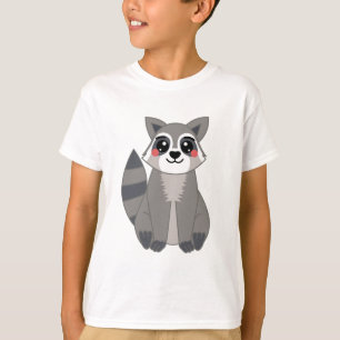Niedliche Kawaii Raccoon Illustration T-Shirt