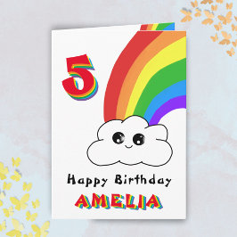 Niedliche Kawaii Regenbogenwolke Kinder glücklich Karte