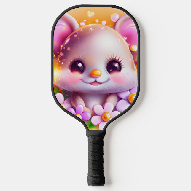 Niedliche Kawaii-Rosa-Maus Pickleball Schläger (Vorderseite)