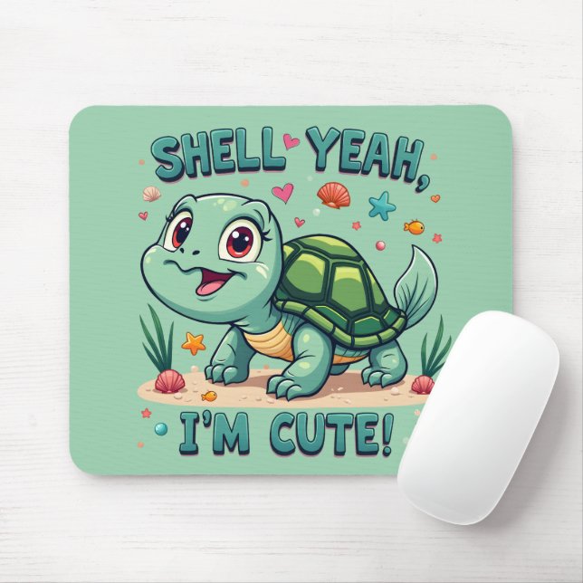 Niedliche Kawaii-Schildkröte mit Funny Puan Ocean  Mousepad (Mit Mouse)