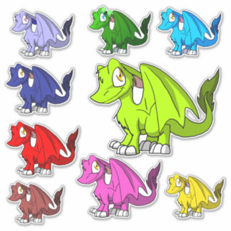 Niedliche Kawaii SD Furry Dragons Fantasy Illustra Aufkleber