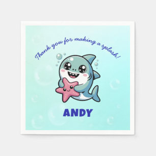 Niedliche Kawaii Shark Personalisiert Baby Dusche Serviette