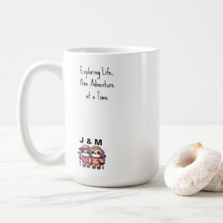 Niedliche Kawaii Sloth Couple Adventure Wandern Kaffeetasse
