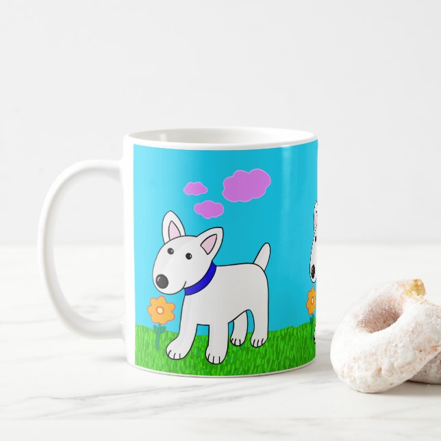 Niedliche Kawaii Stier Blumen-Tasse des Tasse (Mit Donut)