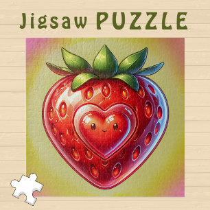 Niedliche Kawaii Strawberry mit einem lächelnden H Puzzle