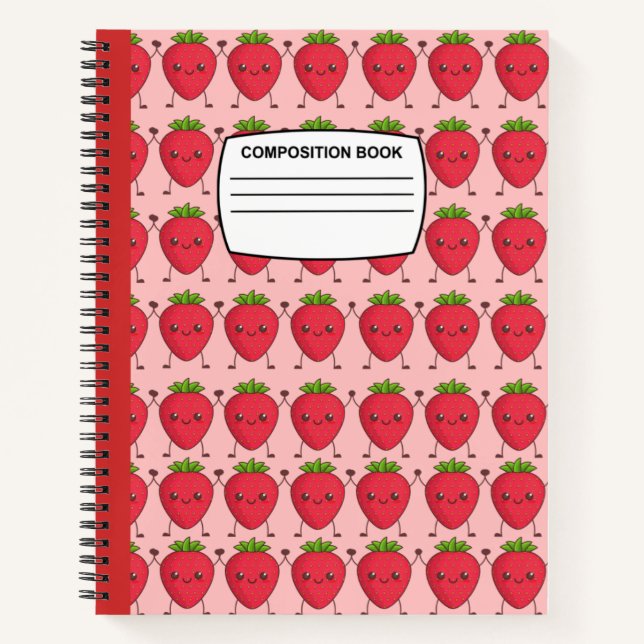 Niedliche Kawaii Strawberry Spiralkomposition Notizbuch (Vorderseite)