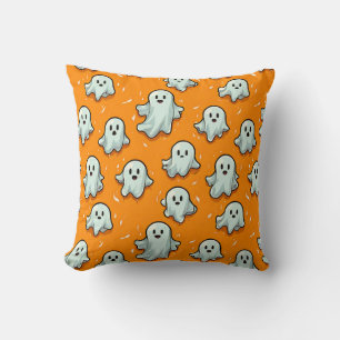 Niedliche Kawaii Style Ghosts auf Orange Kissen