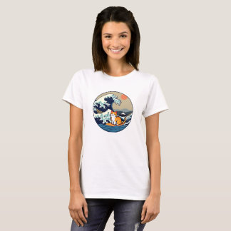 Niedliche Kawaii Surf Große Welle Witziges Japan T-Shirt