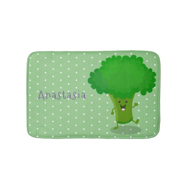 Niedliche Kawaii tanzende Broccoli Cartoon-Abbildu Badematte (Vorderseite)