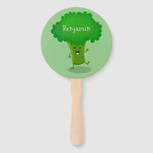 Niedliche Kawaii tanzende Broccoli Cartoon-Abbildu Fächer